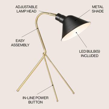 Mae 20.25" Brass LED Task Lamp - JONATHAN Y